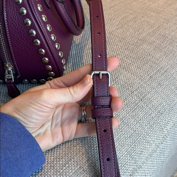 Coach Sydney Satchel with Rivets in Deep Berry - Picture 8 of 12